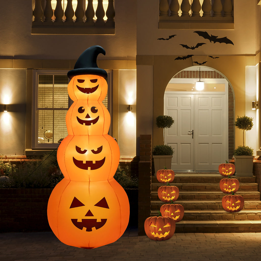 8 Feet Inflatable Halloween Pumpkin Stack with LED Lights - 4 Pumpkins Variation