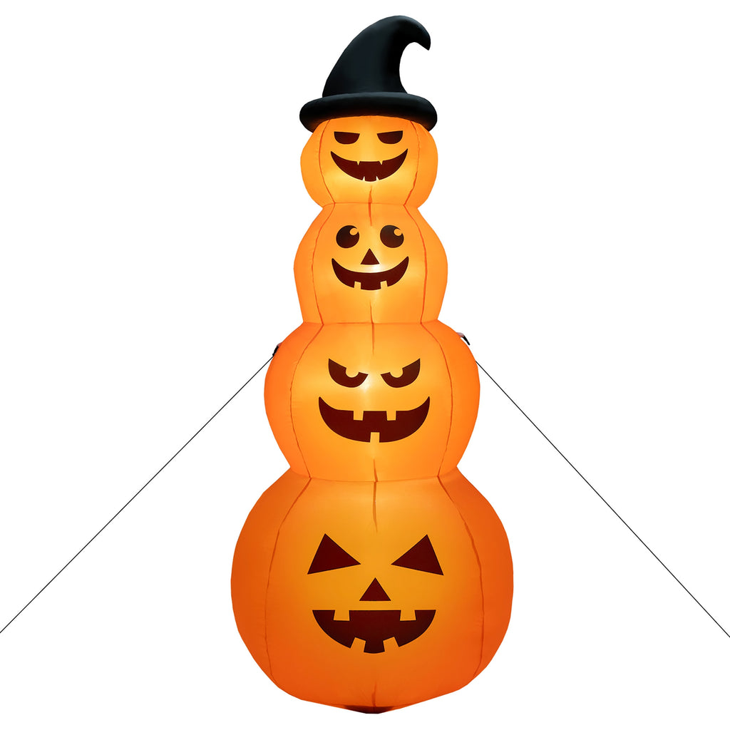 8 Feet Inflatable Halloween Pumpkin Stack with LED Lights - 4 Pumpkins Variation