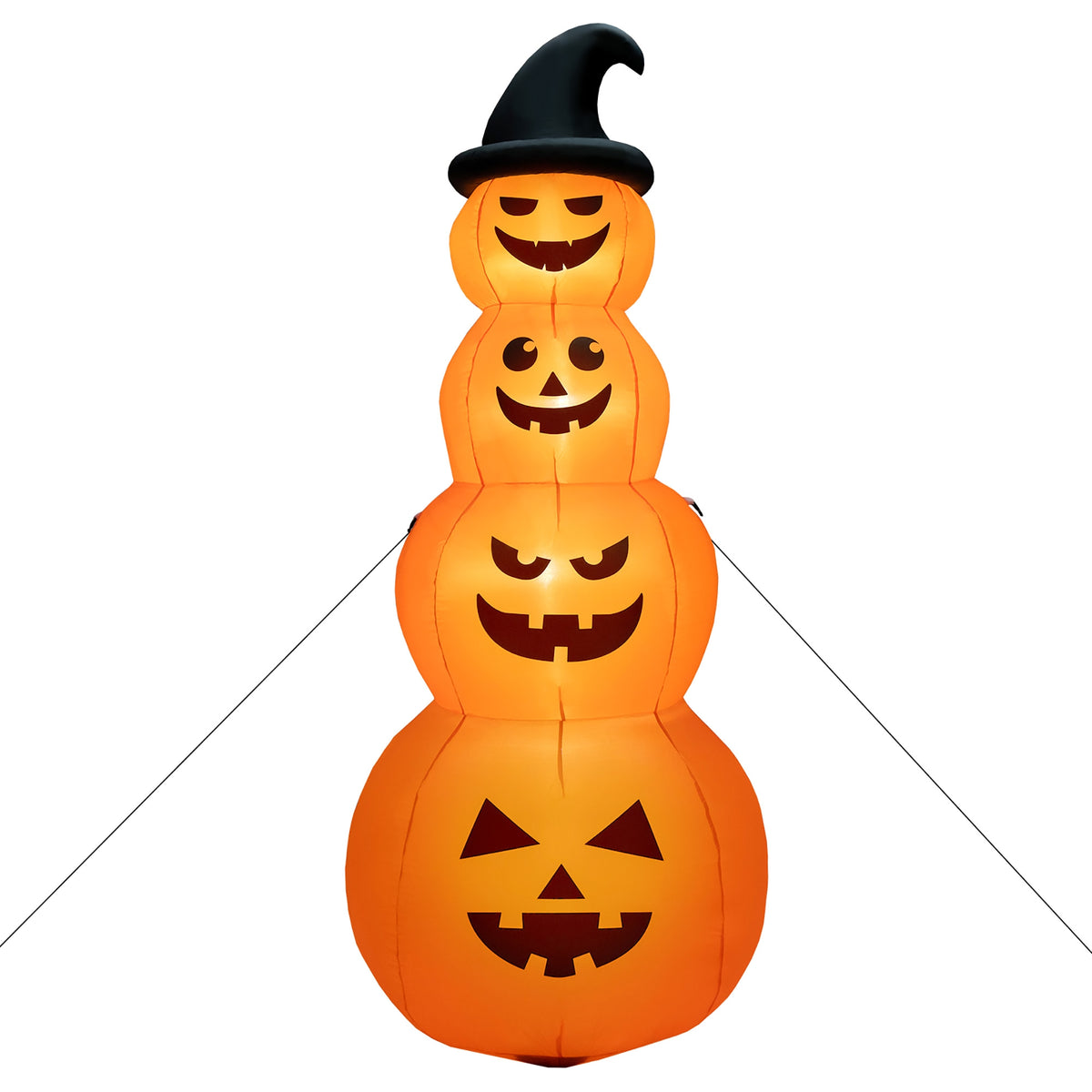 8 Feet Inflatable Halloween Pumpkin Stack with LED Lights - 4 Pumpkins Variation