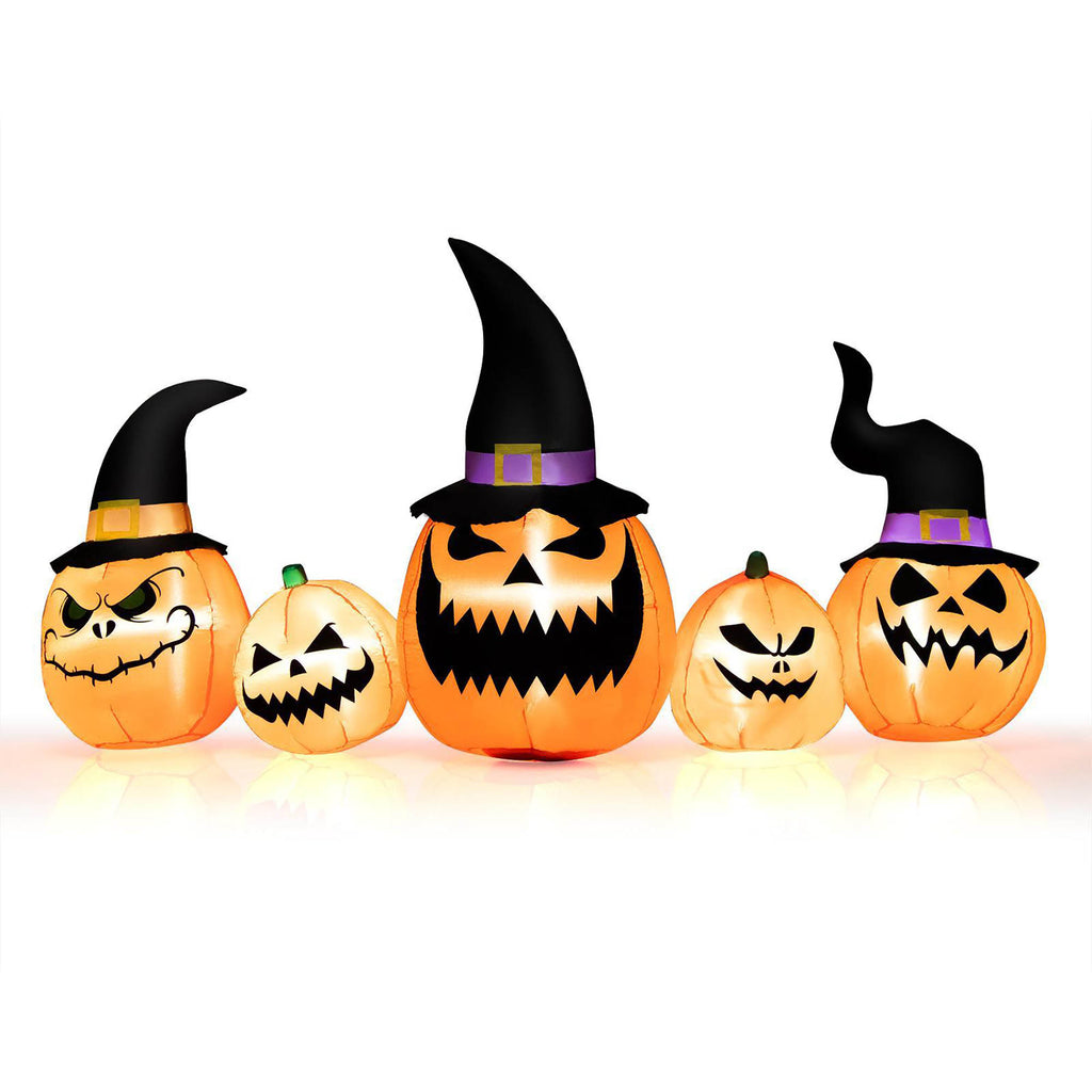Inflatable Pumpkin Family Halloween Yard Decoration with LED Lights - Waterproof, 8 Feet