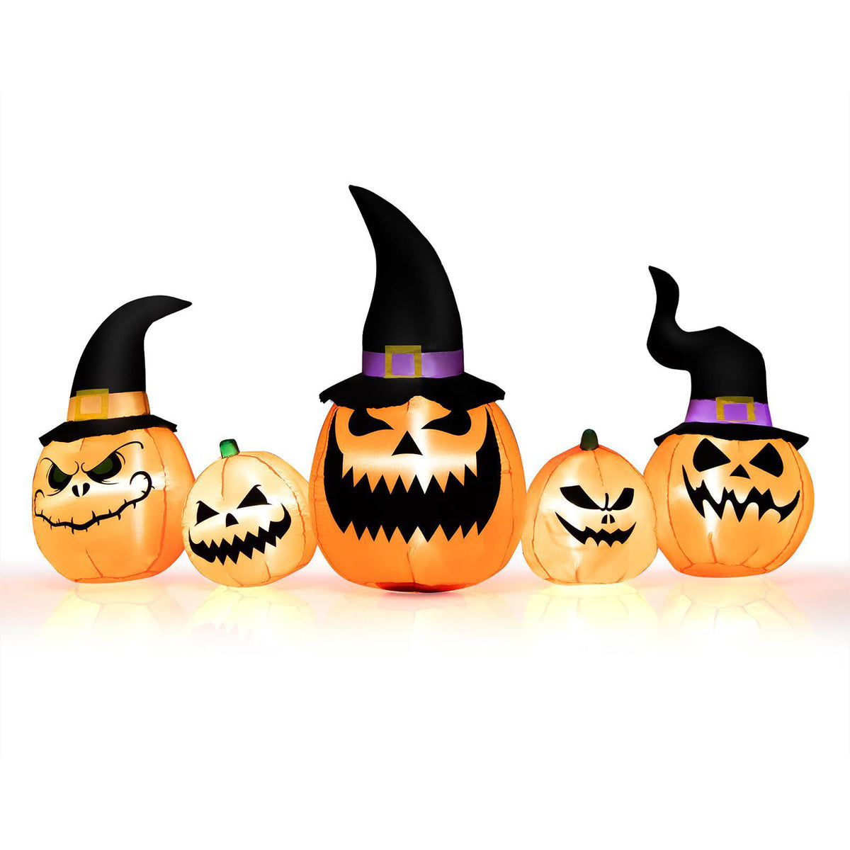 Inflatable Pumpkin Family Halloween Yard Decoration with LED Lights - Waterproof, 8 Feet