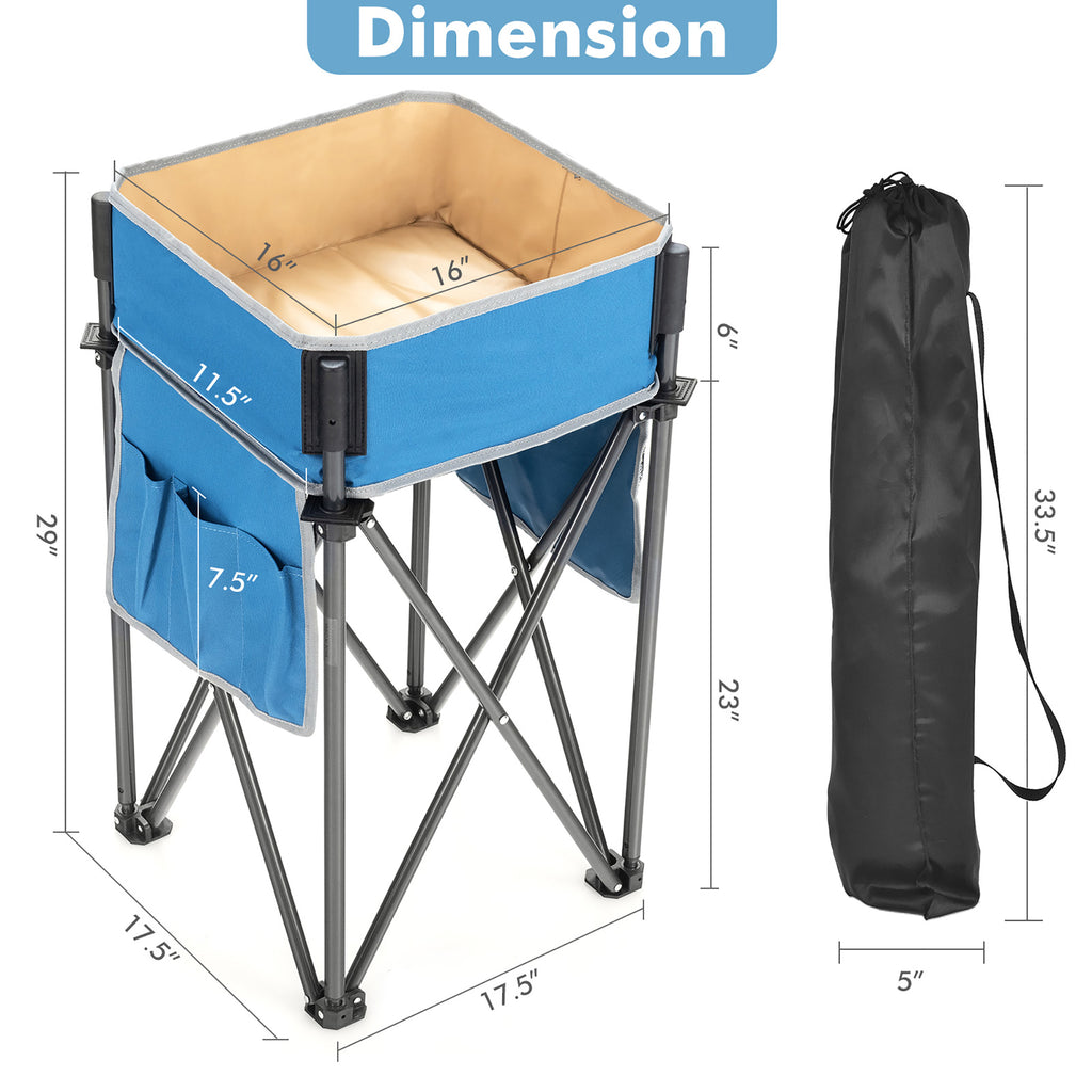 2 Pieces Folding Camping Tables with Large Capacity Storage Sink