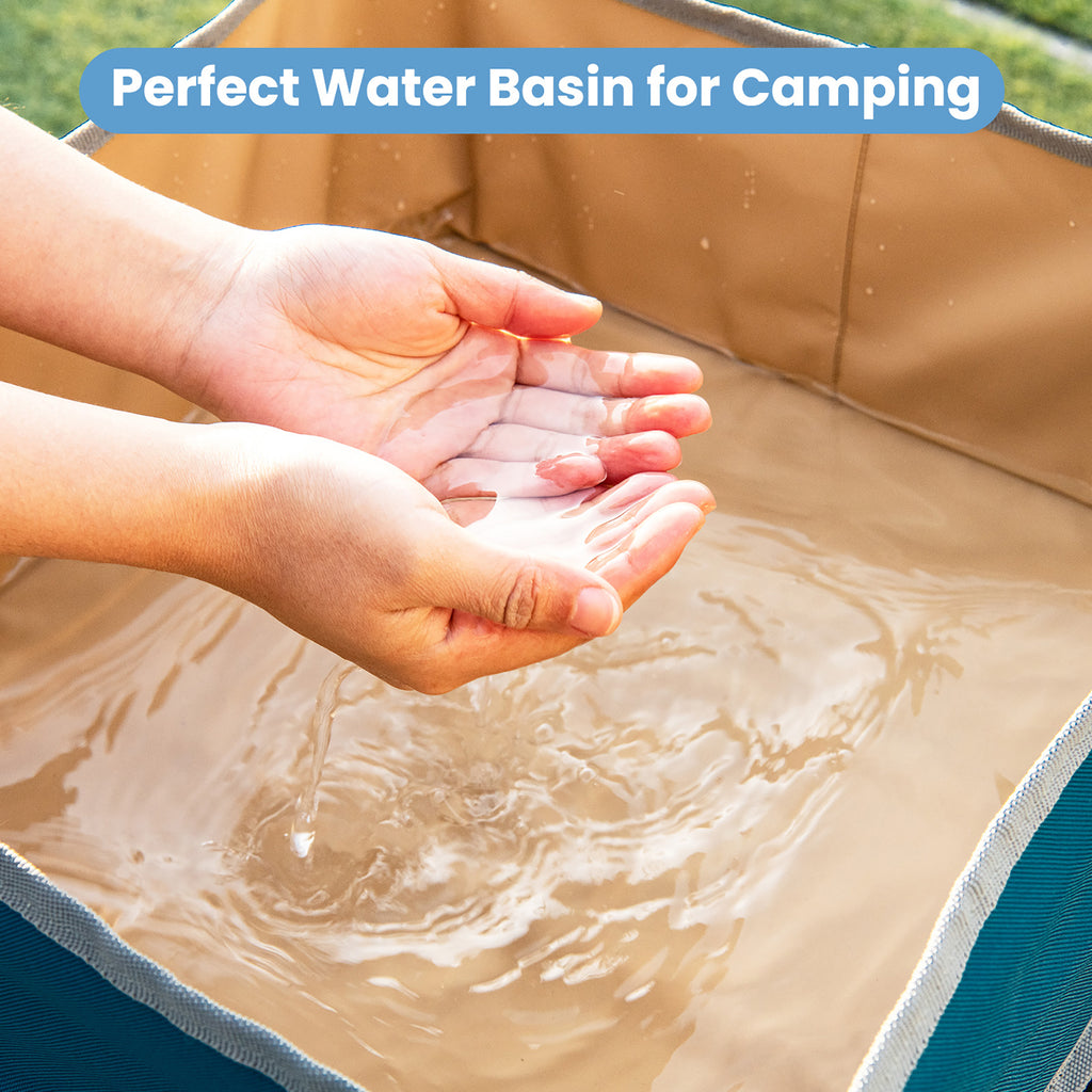 2 Pieces Folding Camping Tables with Large Capacity Storage Sink