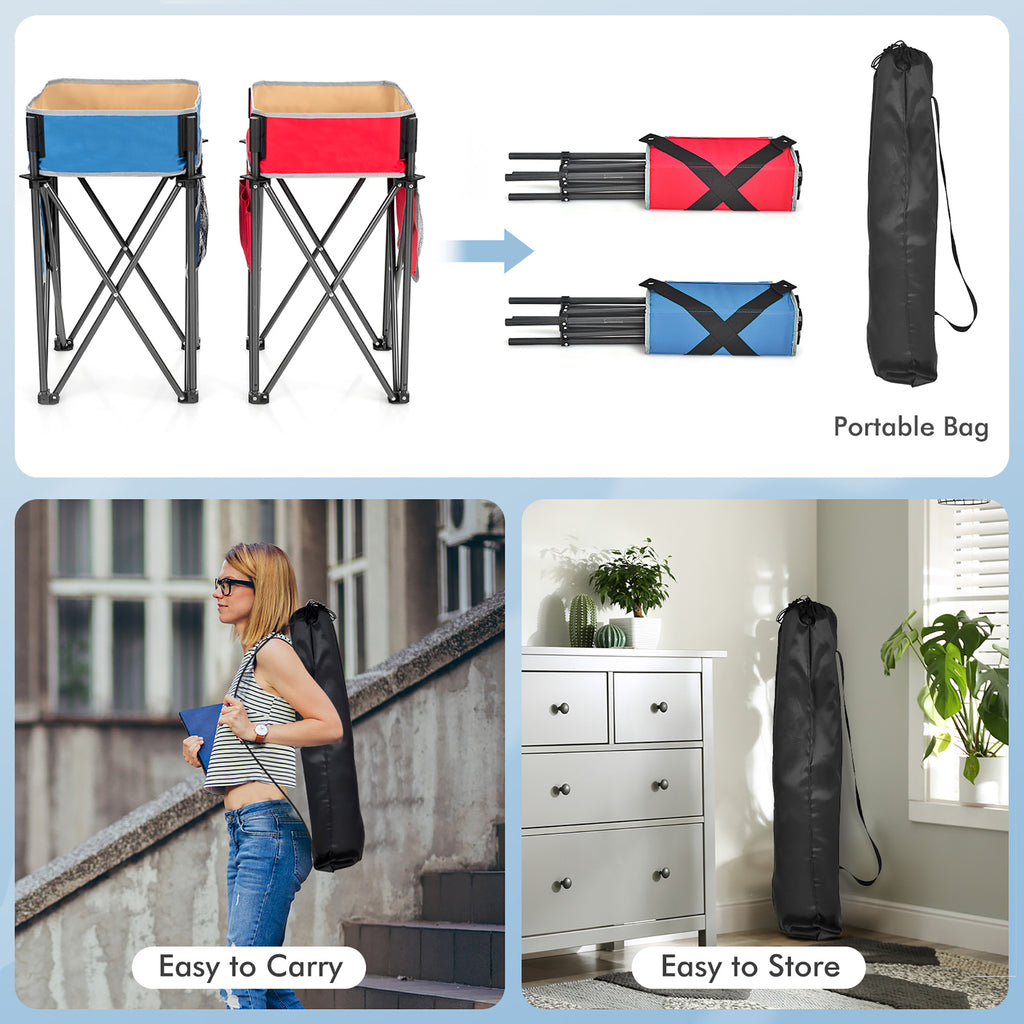 2 Pieces Folding Camping Tables with Large Capacity Storage Sink