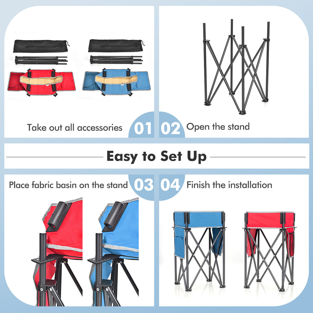 2 Pieces Folding Camping Tables with Large Capacity Storage Sink