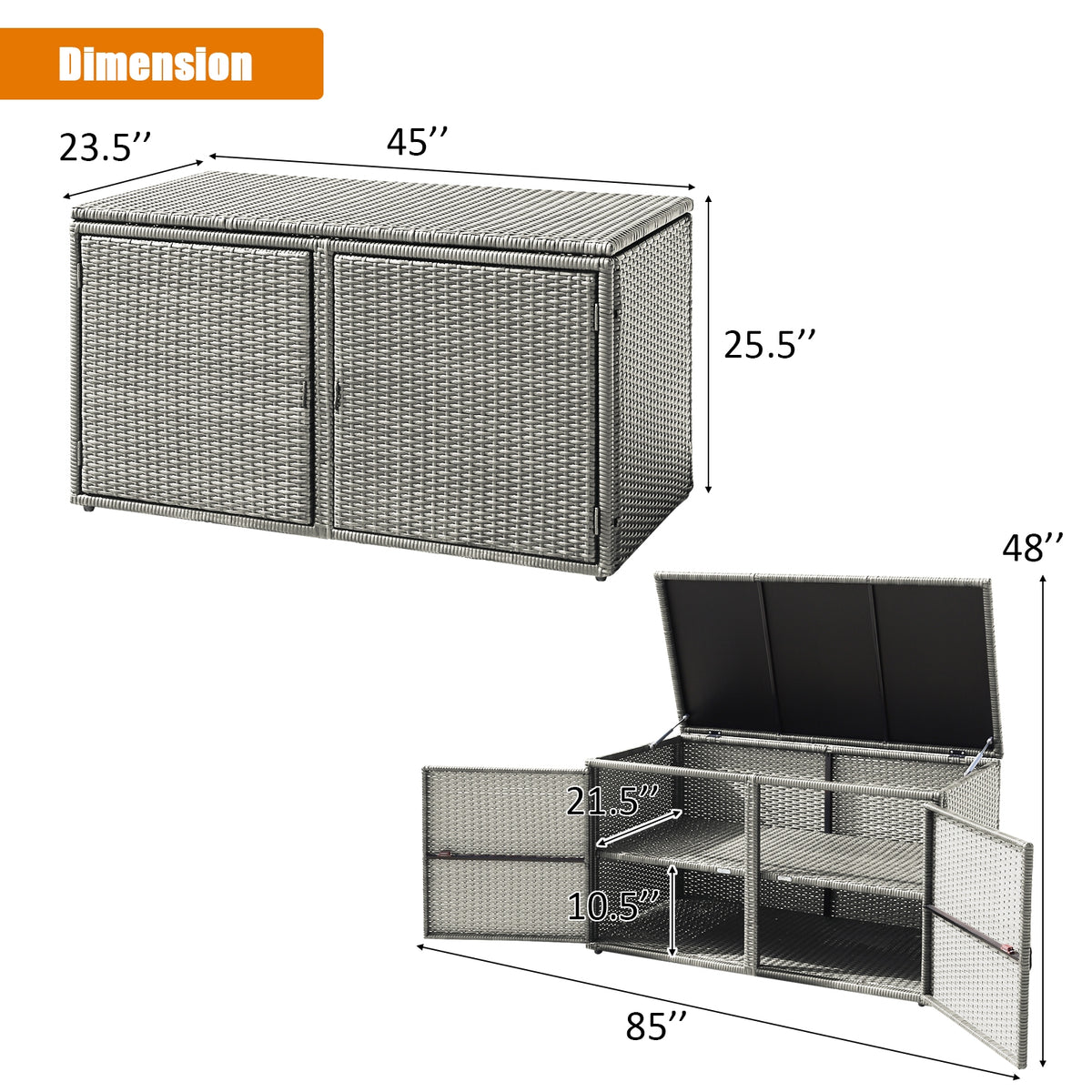 88 Gallon Rattan Storage Box - Outdoor Patio Bench
