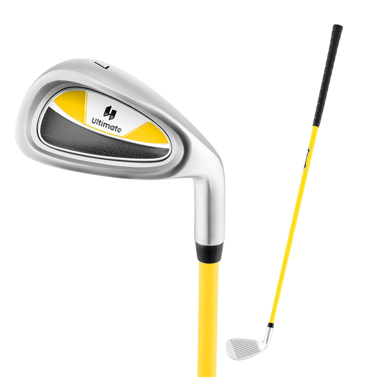 Junior Golf Iron for Kids Ages 8-10 with Fiberglass Shaft and Headcover - Yellow Variation 7 Iron