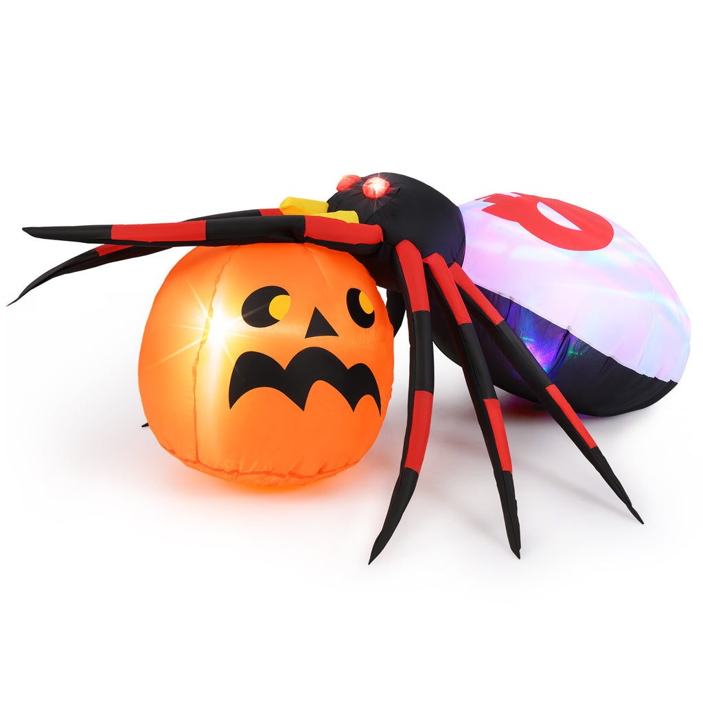 Inflatable Spider with Pumpkin and Rotating Light - 5 Feet Version