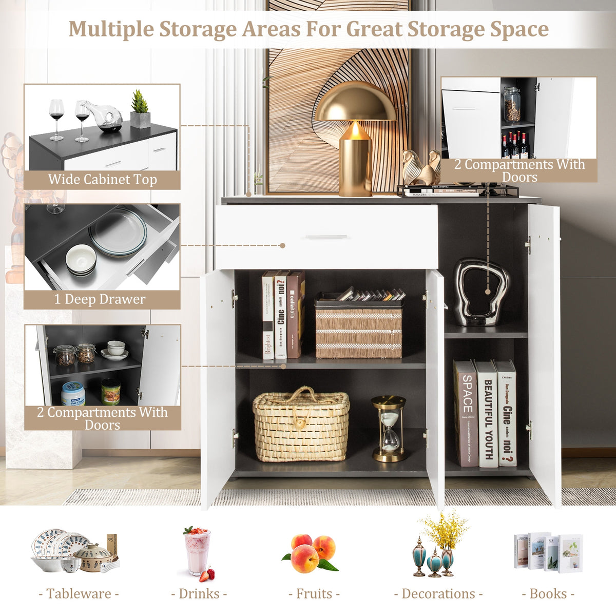 Sideboard Storage Cabinet with Spacious Top