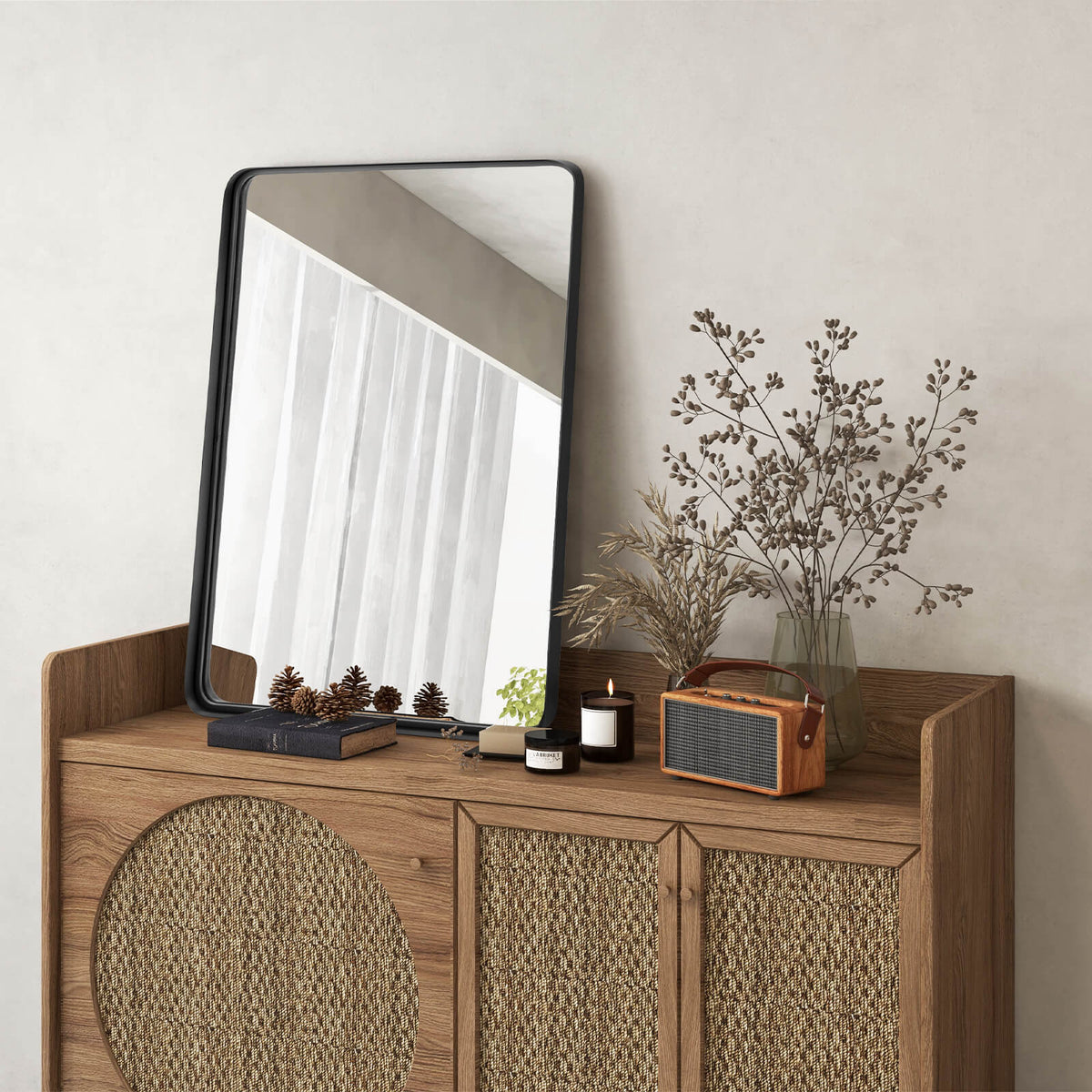 Rectangular Wall Mount Bathroom Mirror with Steel Frame - M Variation
