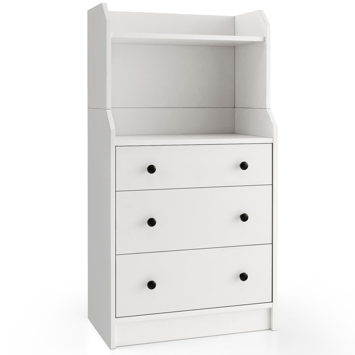 2-Drawer Storage Cabinet Dresser Chest with Handles, White