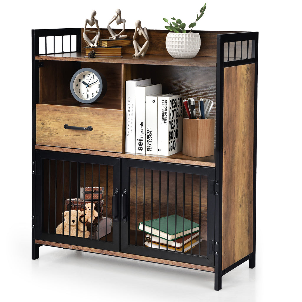 Buffet Cabinet with Drawer & Shelf Storage – Rustic Brown