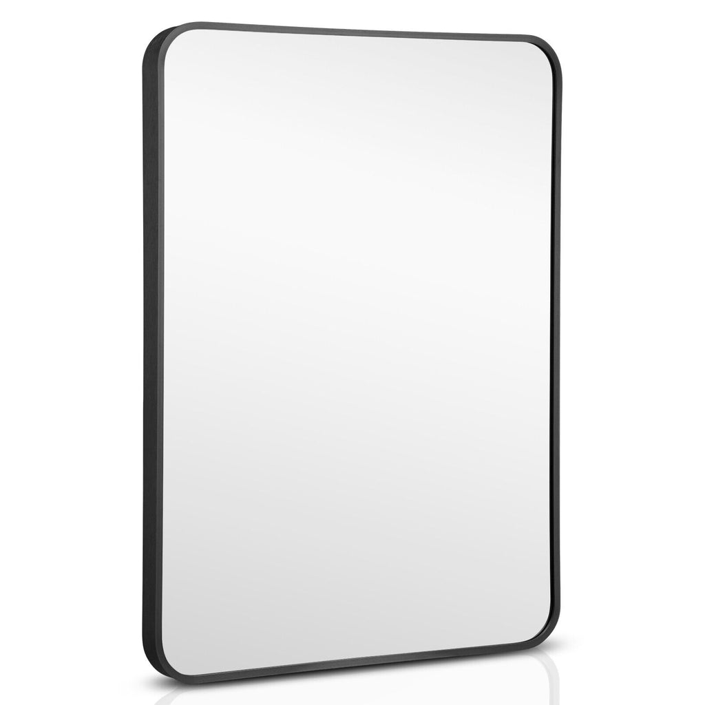 Costway Black Metal Framed Bathroom Mirror with Rounded Corners