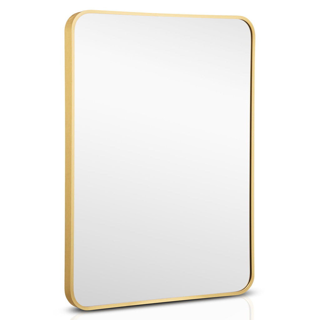 Costway Black Metal Framed Bathroom Mirror with Rounded Corners
