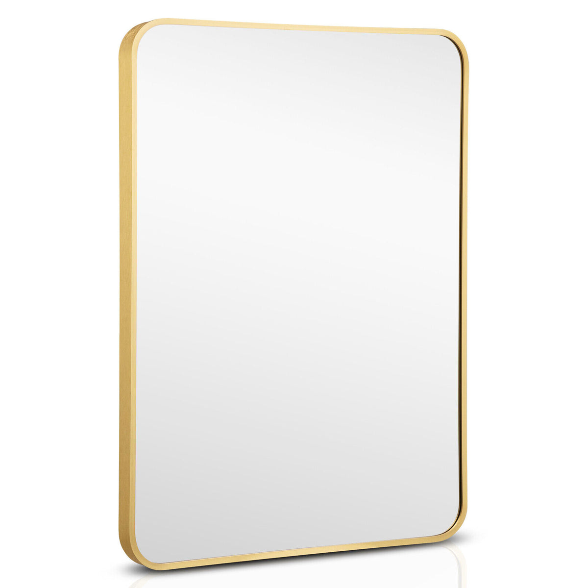 Costway Black Metal Framed Bathroom Mirror with Rounded Corners