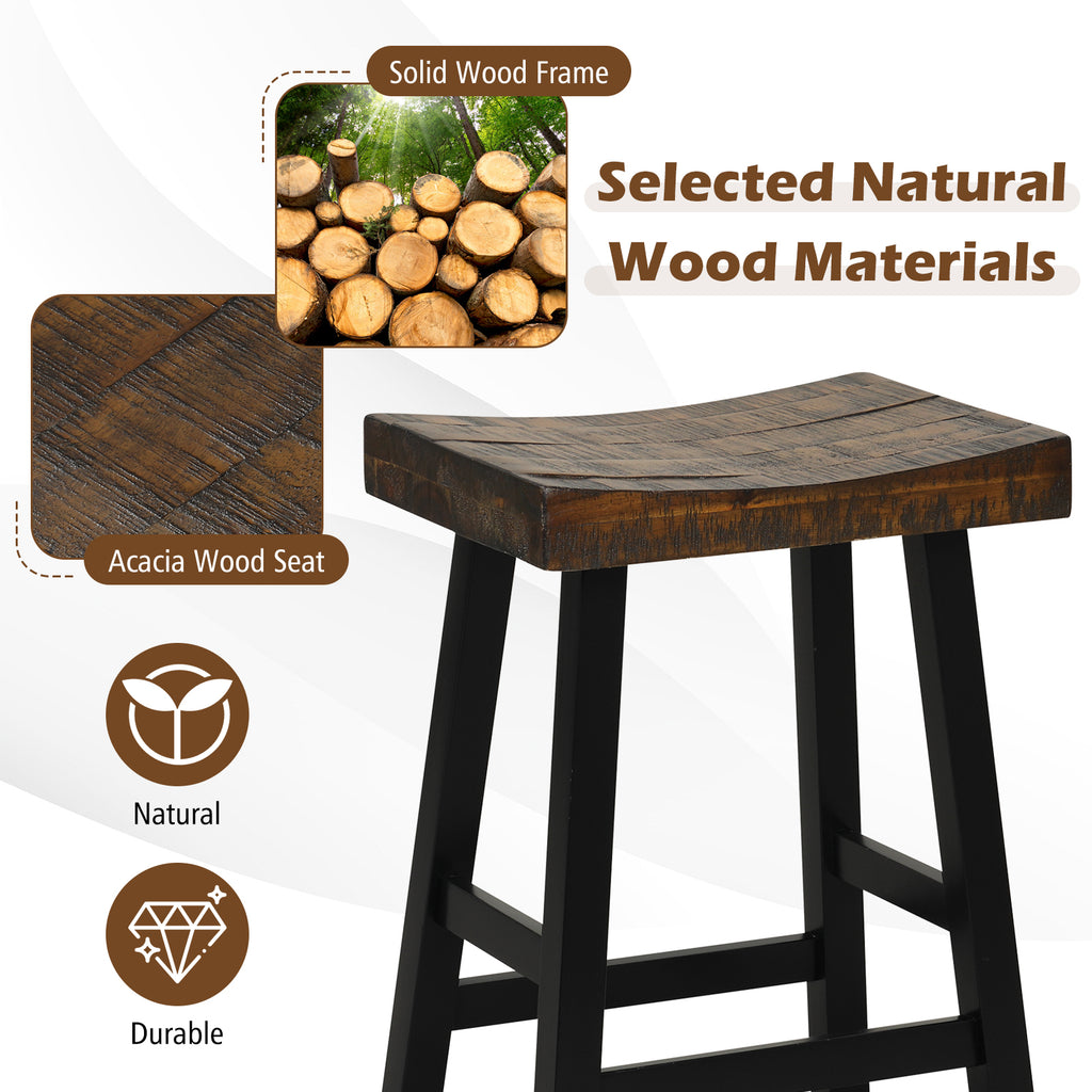 24 Inch Solid Wood Saddle-Seat with Curved Seat & Footrest