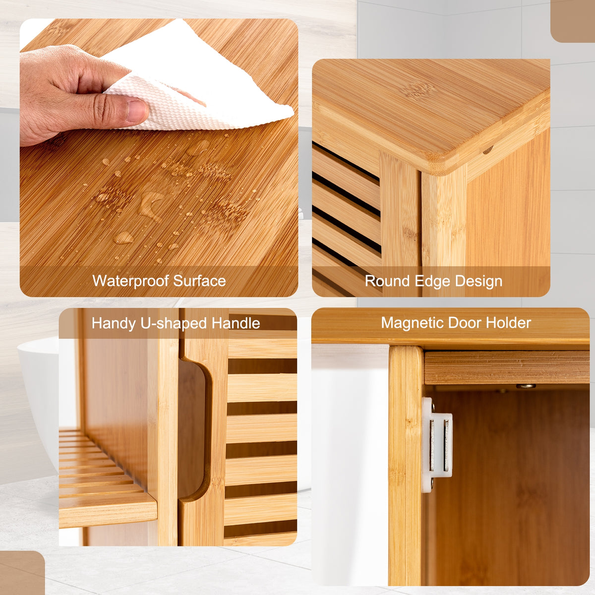 Bamboo Bathroom Storage Cabinet with Single Door