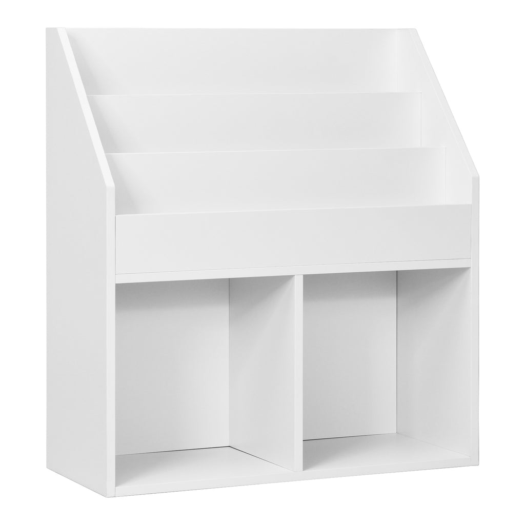 Kids Wooden Bookcase Toy Storage Cabinet - White, 3-Tier Organizer for Children
