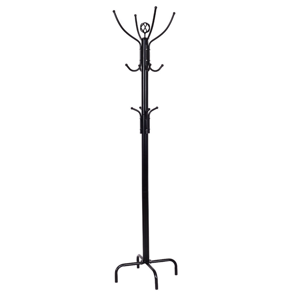 Metal Coat Rack with 12 Hooks - Free-Standing