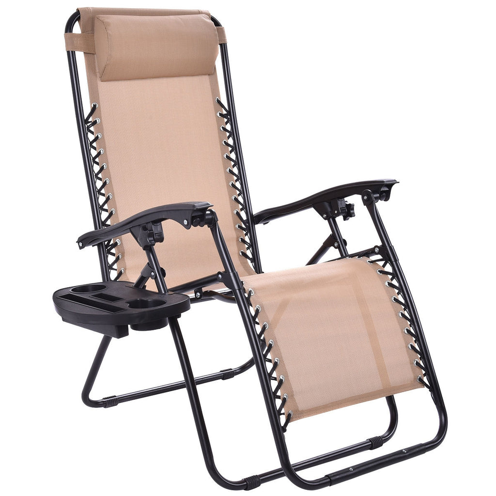 Zero Gravity Folding Lounge Chair Set of 2 - Beige