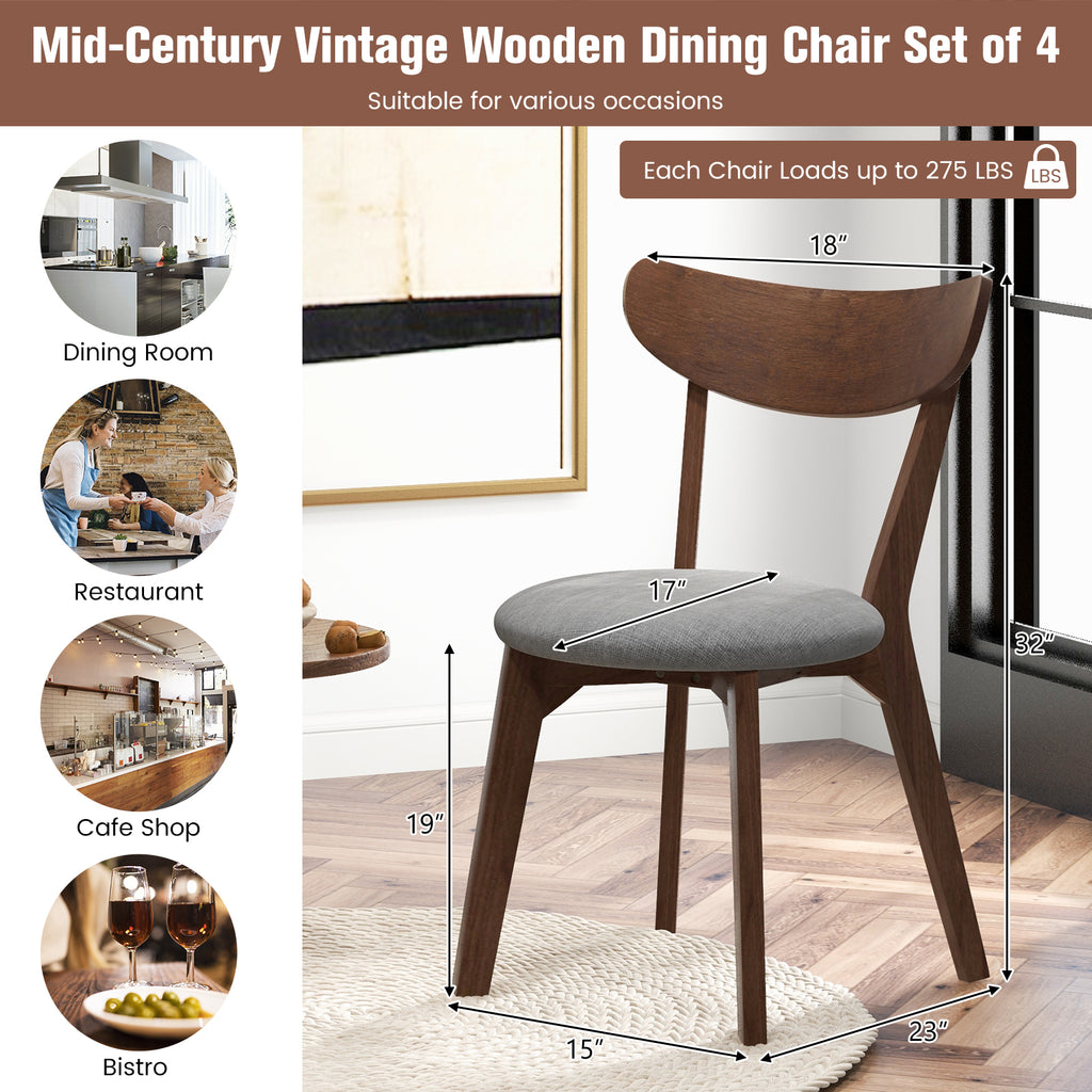 Set of 2 Upholstered Dining Chairs, Curved Back