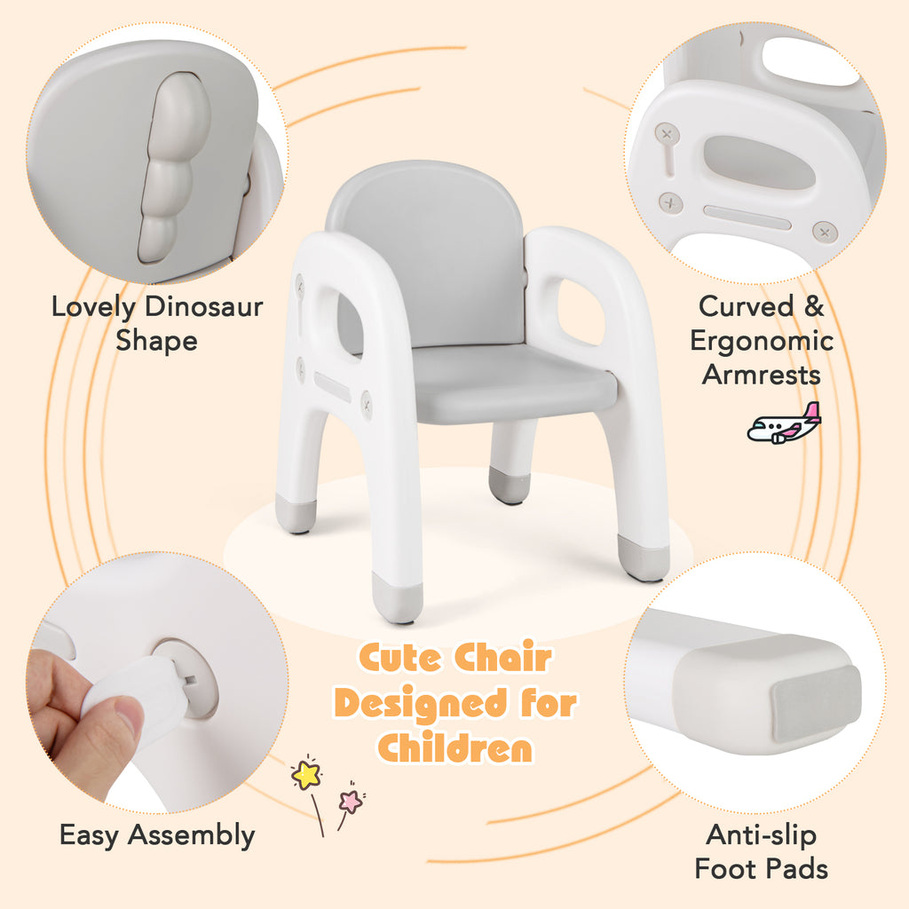 Kids Activity Table and Chair Set with Montessori Toys and Whiteboard - Gray, Tiltable