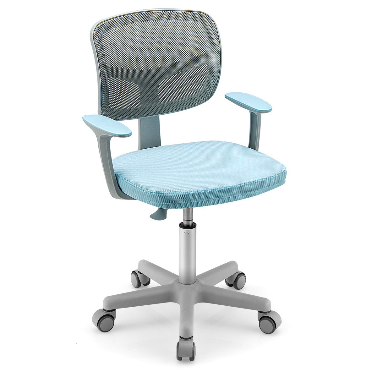 Adjustable Kids Desk Chair Gray with 5 Casters and Lumbar Support