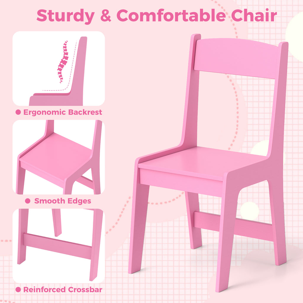 Kids Study Desk and Chair Set with Pink Storage Cabinet - 3+ Years