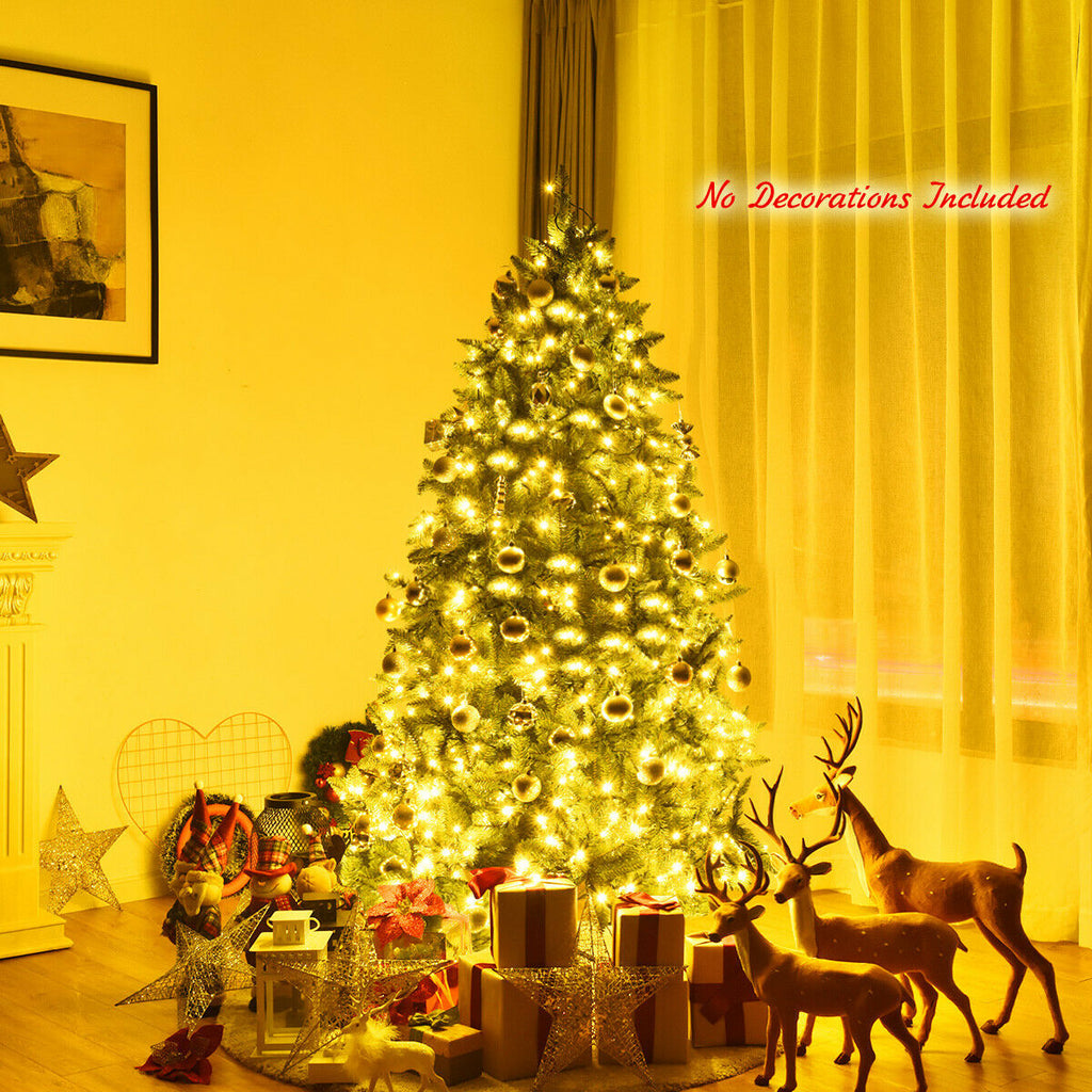 6 Ft Artificial Fir Christmas Tree with LED Lights & Branch Tips - Costway