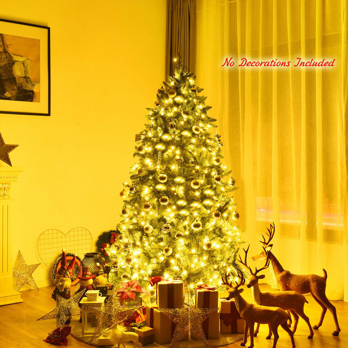 6 Ft Artificial Fir Christmas Tree with LED Lights & Branch Tips - Costway