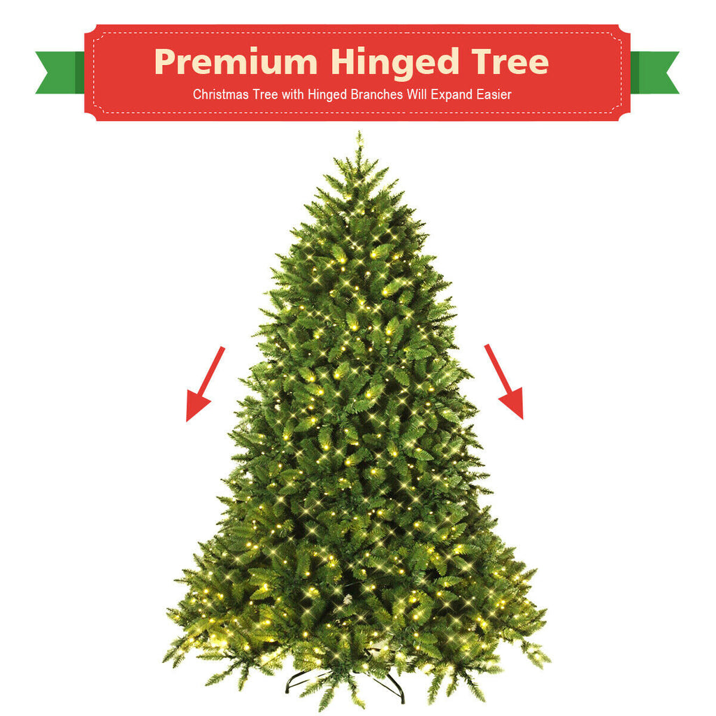 6 Ft Artificial Fir Christmas Tree with LED Lights & Branch Tips - Costway