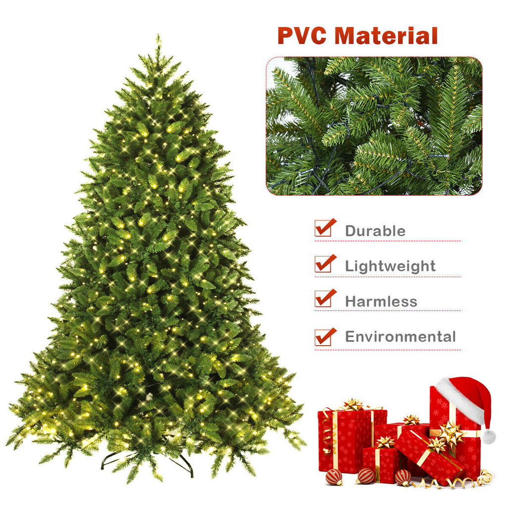 6 Ft Artificial Fir Christmas Tree with LED Lights & Branch Tips - Costway