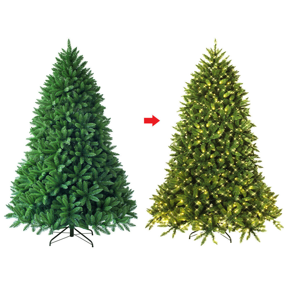 6 Ft Artificial Fir Christmas Tree with LED Lights & Branch Tips - Costway