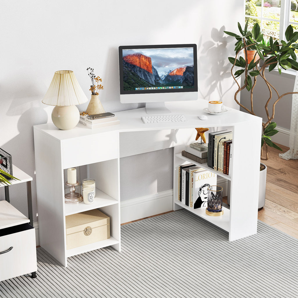 48 Inches L Shaped Corner Executive Computer Desk with Drawer