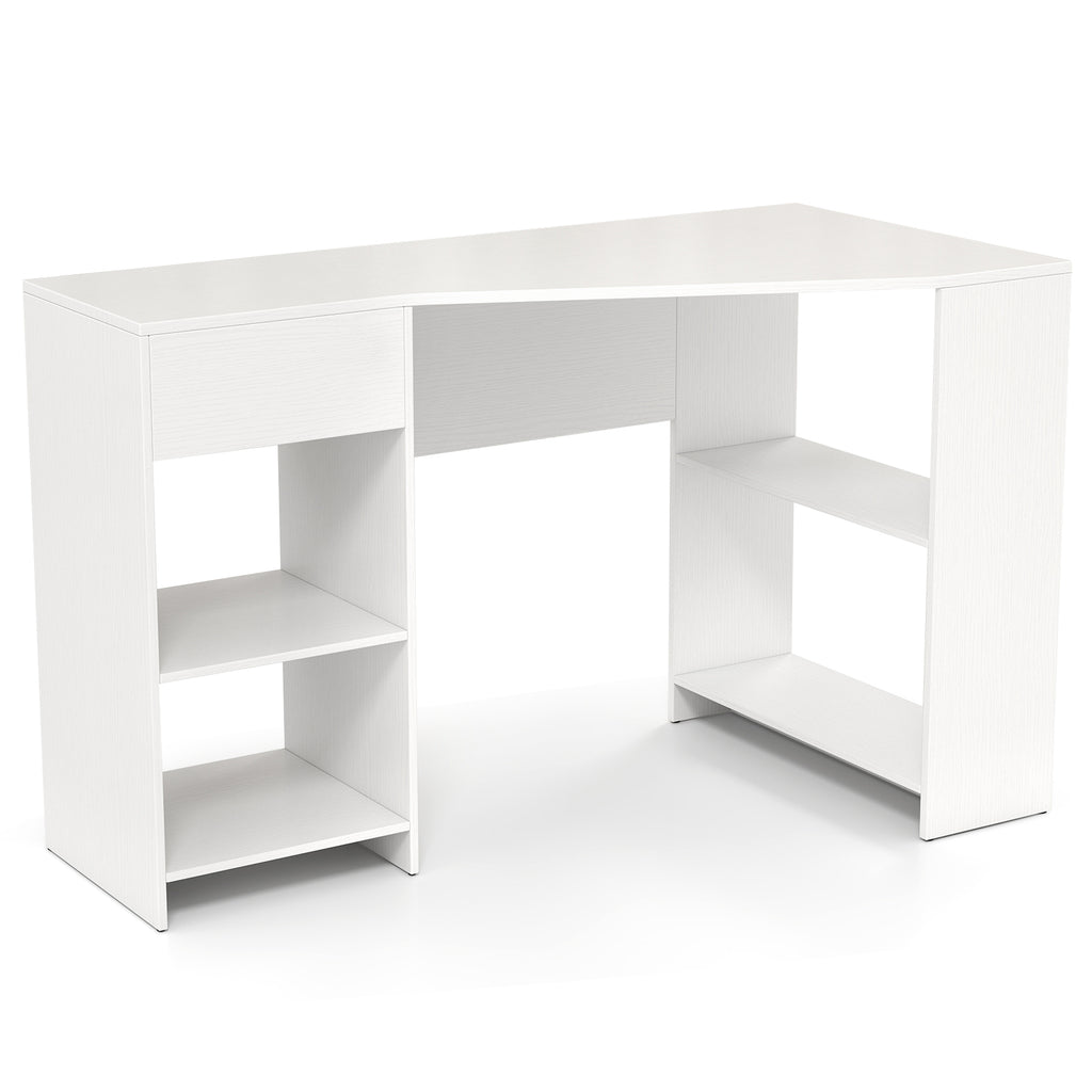 48-Inch L-Shaped Computer Desk with Drawer - White