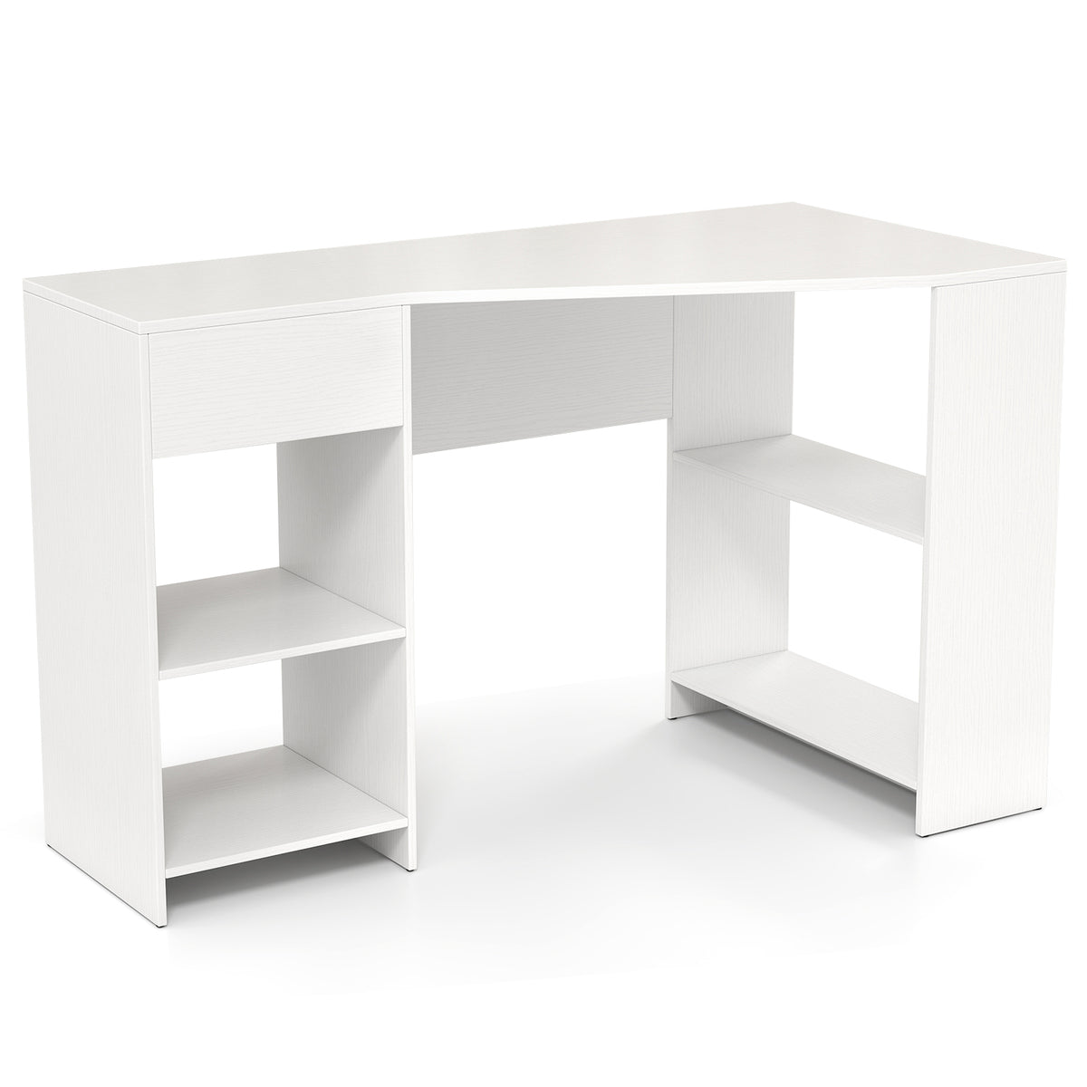 48-Inch L-Shaped Computer Desk with Drawer - White