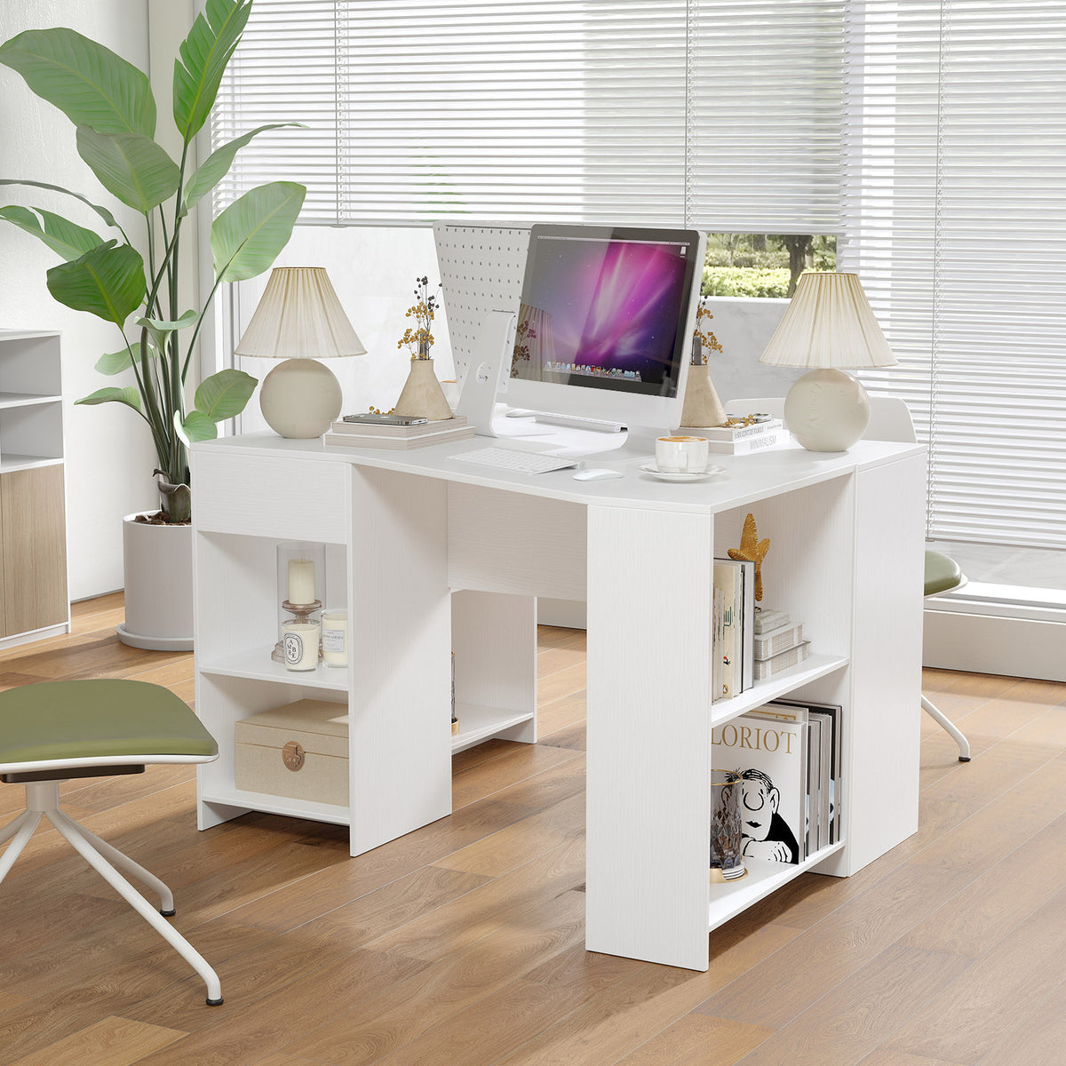 48-Inch L-Shaped Computer Desk with Drawer - White