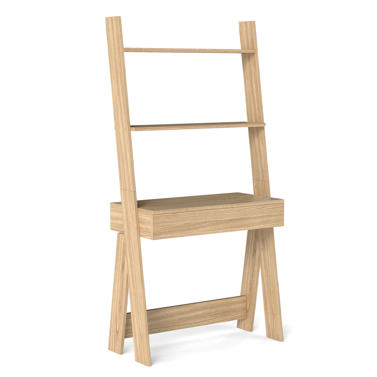 Ladder Shelf Desk with Pull-out Drawer and Anti-Toppling Device