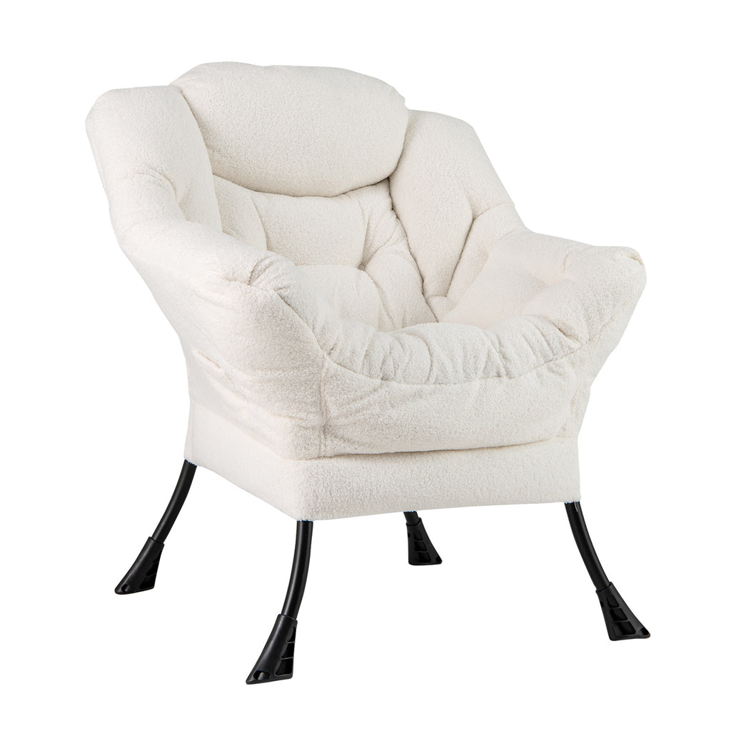 Sherpa Upholstered Accent Chair with Head Pillow – Gray