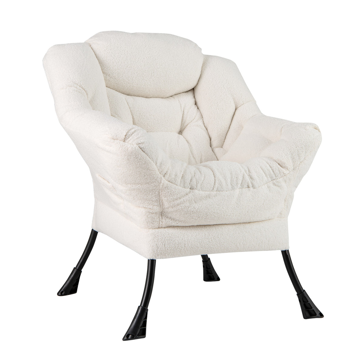 Sherpa Upholstered Accent Chair with Head Pillow – Gray