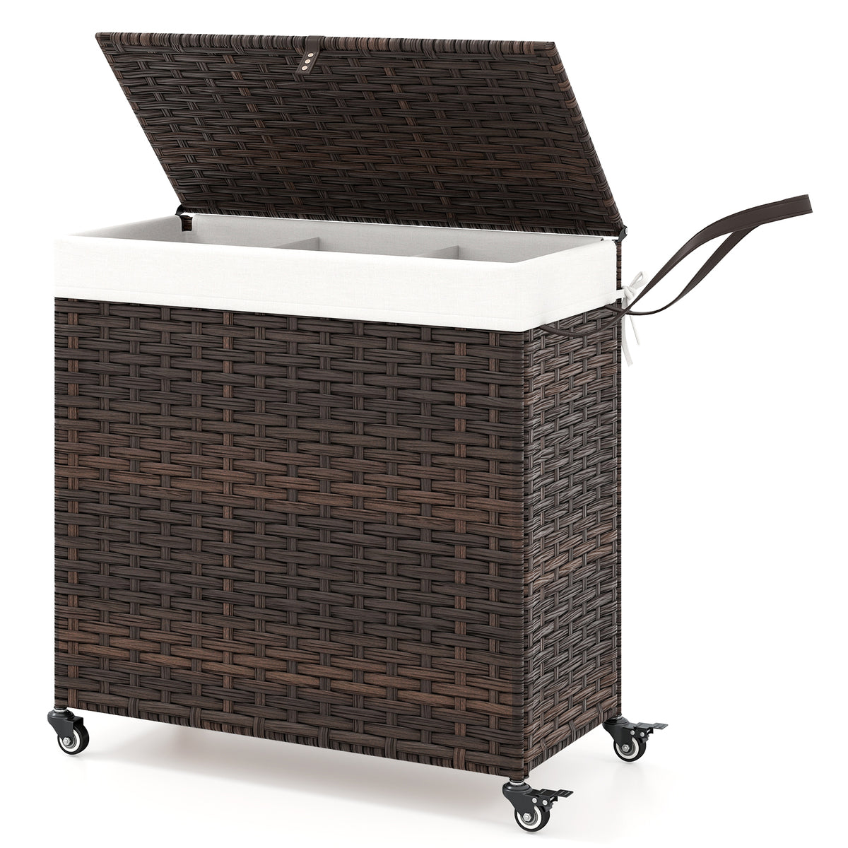 Laundry Hamper with Wheels and Lid - Black