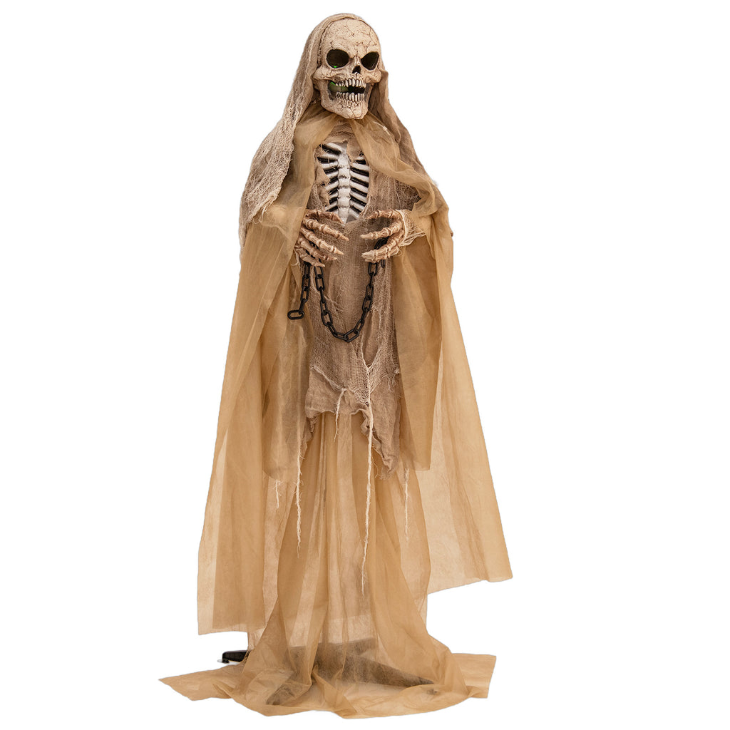 Halloween Animatronic Ghost Pumpkin with Glowing Ribs & Moving Head - Ghost Pumpkin Variation