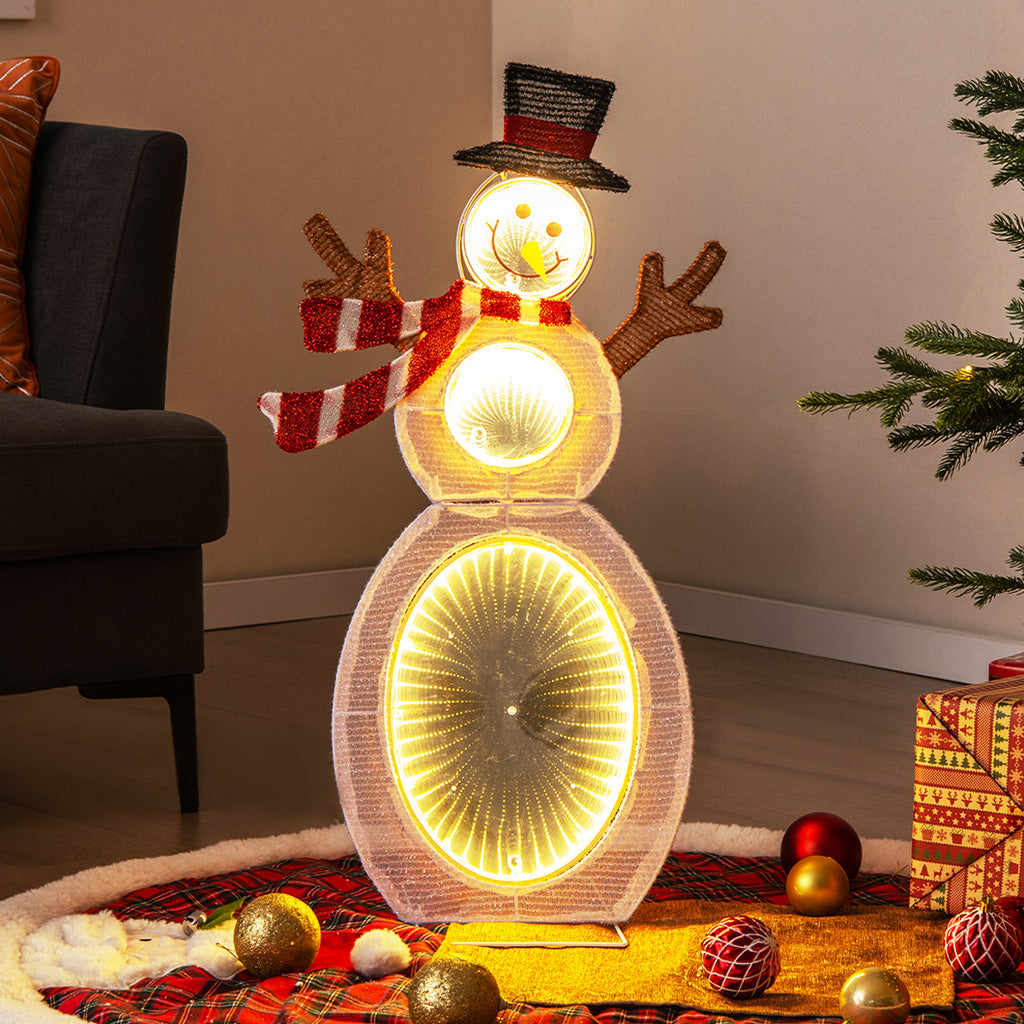 Lighted Snowman Decoration with LED Lights and Metal Stand - Outdoor Ready