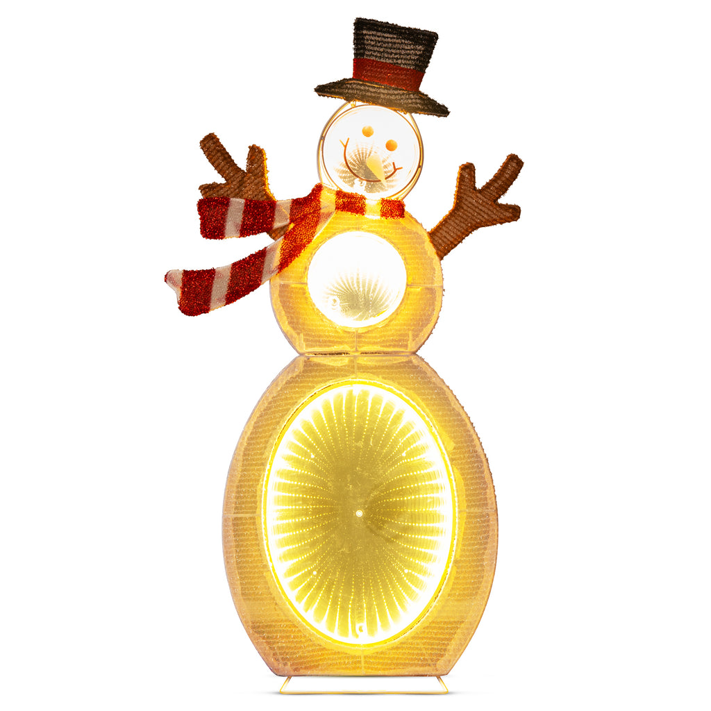 Lighted Snowman Decoration with LED Lights and Metal Stand - Outdoor Ready