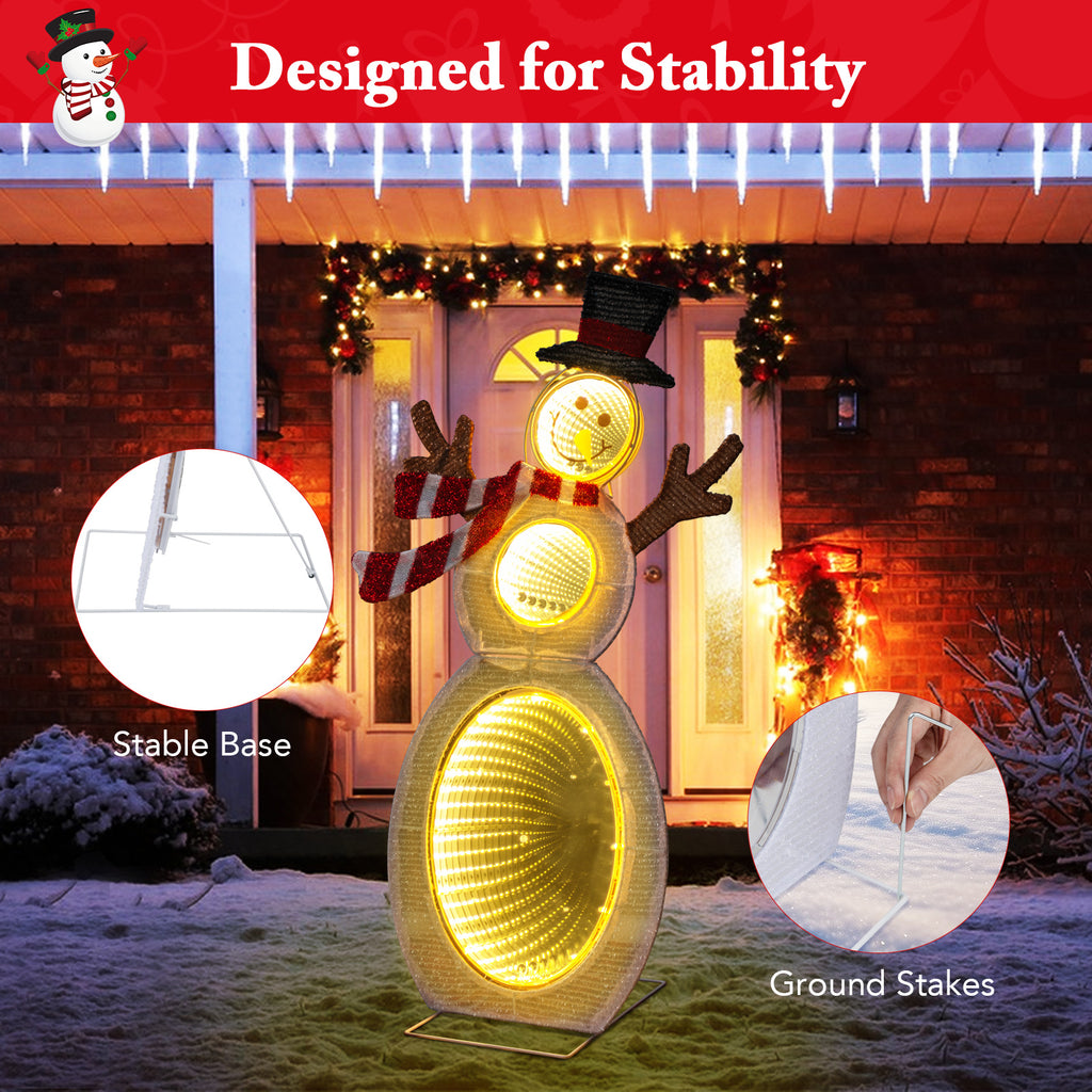 Lighted Snowman Decoration with LED Lights and Metal Stand - Outdoor Ready