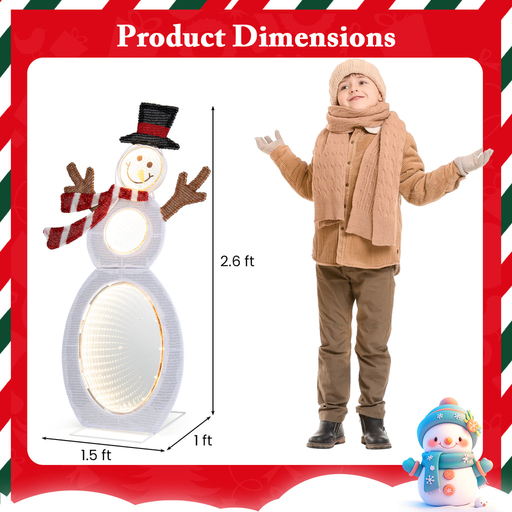 Lighted Snowman Decoration with LED Lights and Metal Stand - Outdoor Ready