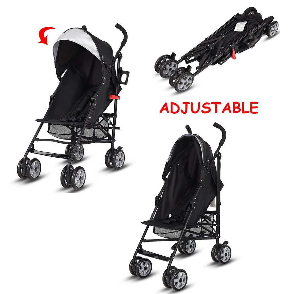Lightweight Folding Baby Toddler Umbrella Travel Stroller - Black