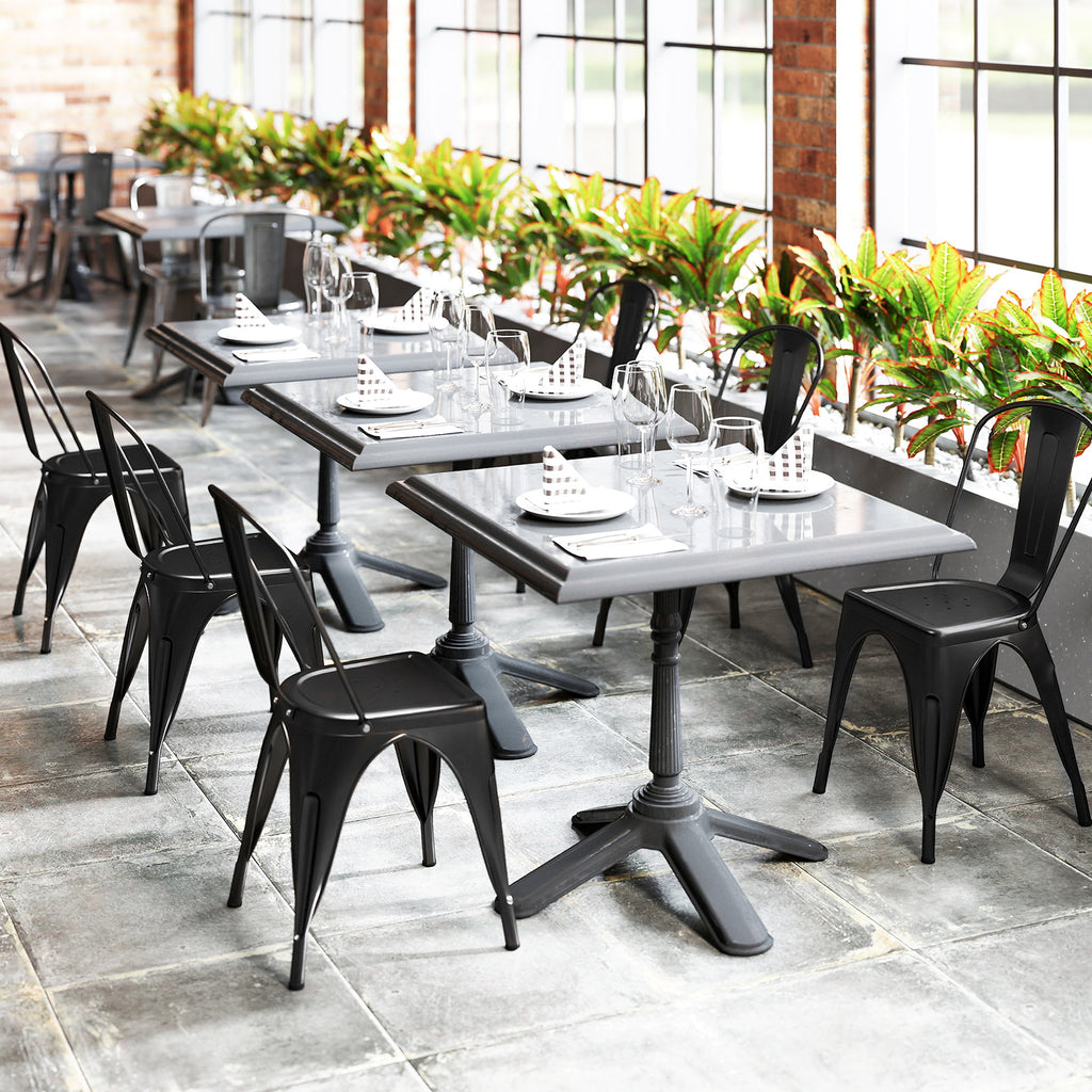 Metal Dining Chairs Set of 4 with Removable Backrest - Black