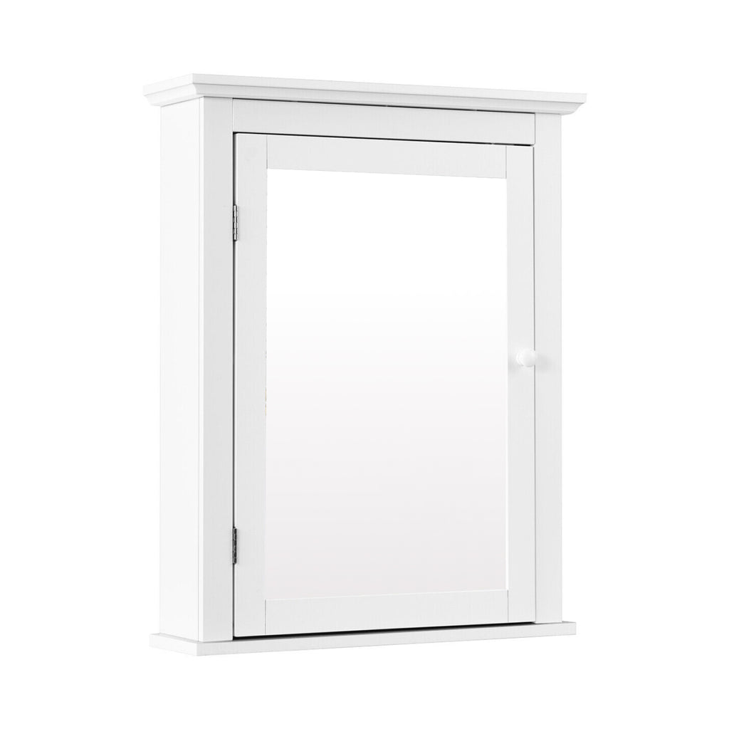 Mirrored Bathroom Cabinet with Adjustable Shelf - White