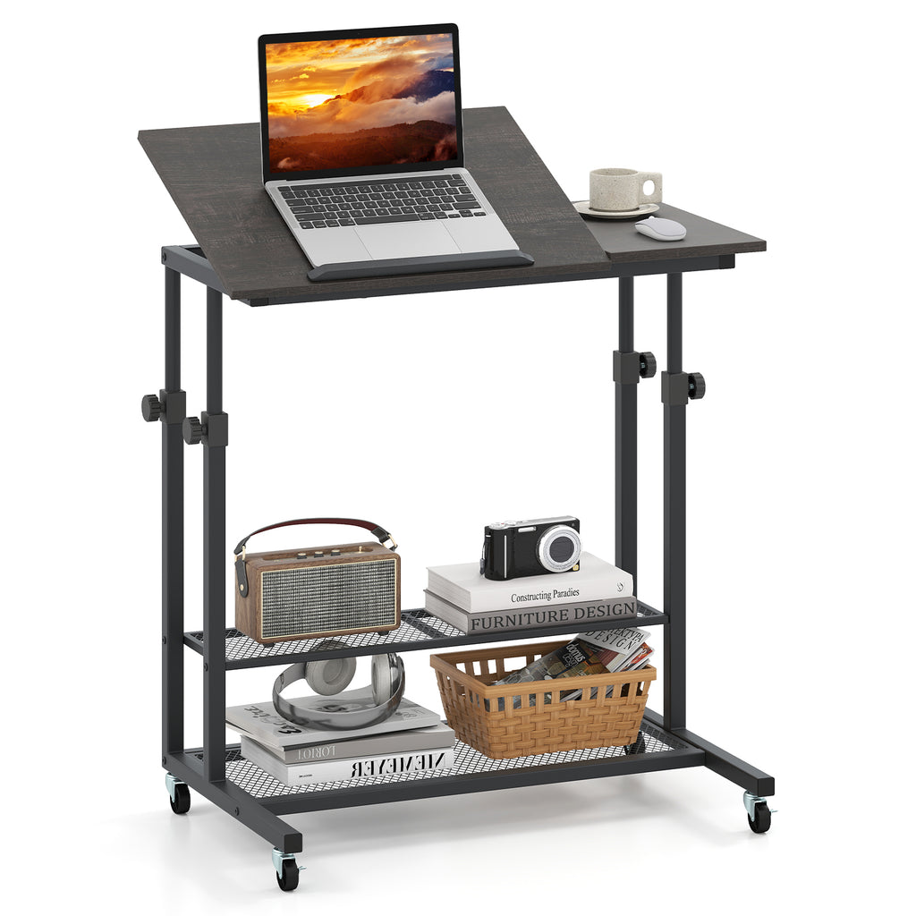 Height Adjustable Standing Desk with Tilting Top - Oak